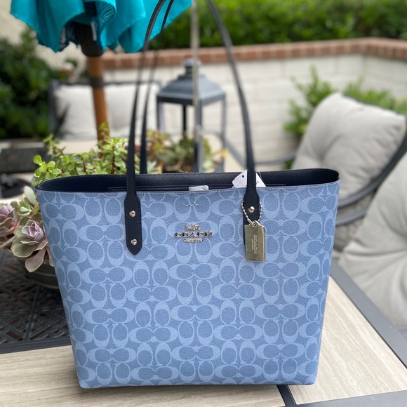 Coach Handbags - COACH SIGNATURE BLUE CANVAS TOTE BRAND NEW